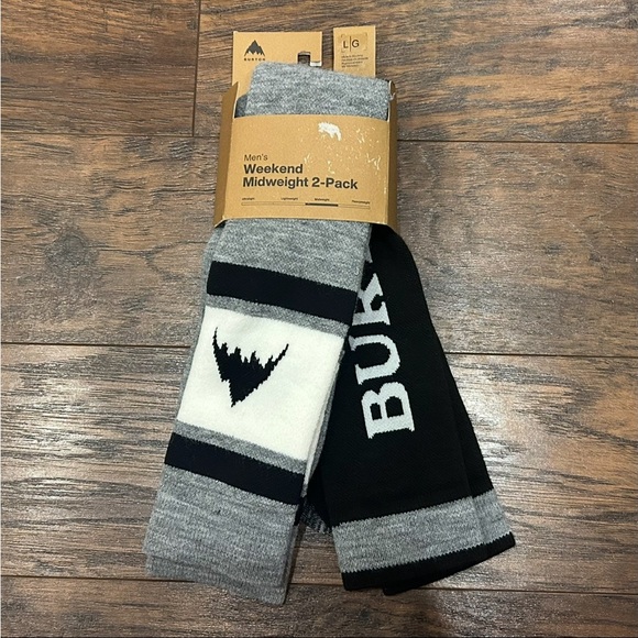 Burton Other - NWT BURTON MENS Weekend Midweight Socks 2-Pack Gray White Black Large 10.5-13.5